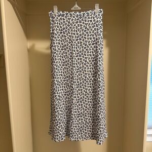 Reformation Blue and White Midi A-Line Skirt